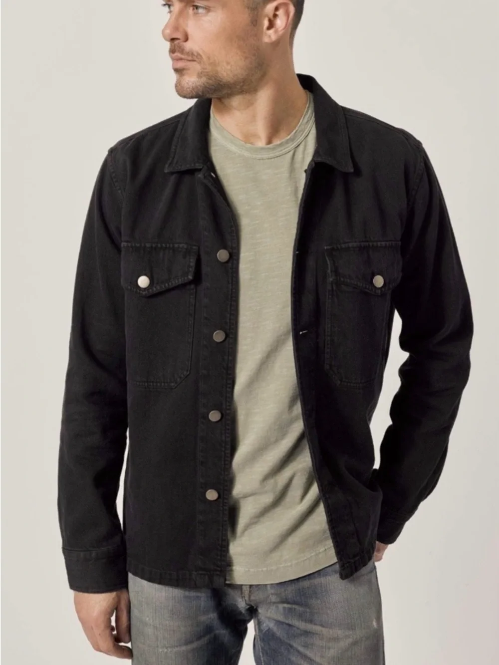 Buck Mason washed Denim two pocket Field Shirt M black - Picture 3 of 11